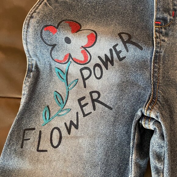 Vintage Bongo Cotton Overalls, girls YOUTH size L 14, painted jean dungarees - Picture 12 of 15